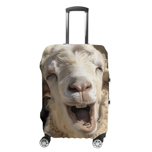 Beige Goat Face Luggage Cover Tsa Approved Suitcase Covers for Luggage Elastic Washable Suit Case Covers Anti-Scratch Travel Luggages Sleeve Suitcase Protector Fits 19-30 Inch Case(S)