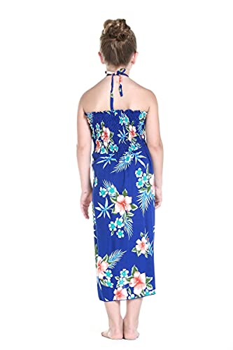 Image of Matchable Family Hawaiian Luau Men Women Girl Boy Clothes in Hibiscus Blue