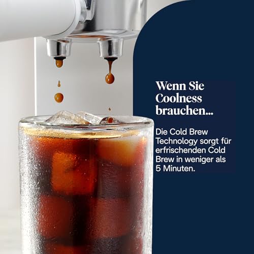 De'Longhi Dedica Duo - Perfetto Kompakte Siebträgermaschine Espressomaschine mit Soft-Touch-Icons, manuellem Milchaufschäumer für Espresso, Cappuccino und Cold Brew, 15cm breit, Weiß (EC890.WI)