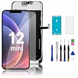 Hoonyer Display Set di Ricambio per iPhone 12 Mini Display, Schermo 3D Touch con Cornice e digitalizzatore, con Strumento di Riparazione, Adesivo Impermeabile e Protezione Schermo Kit di riparazione