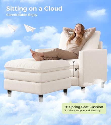 Image of Welzona 3-Layers Cloud Accent Chair with Ottoman, 33 inch Teddy Reading Chair