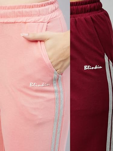 Image of BLINKIN Women Cotton Stribed Casual Style Pyjamas|Lowers With 2 Side Pockets : Ideal For Night Wear & Comfort Wear - The Ultimate Relaxed Fit Track Pants (Combo-608)