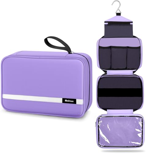 Image of Maliton Toiletry Bag for Men & Women Travel Toiletry Bag Hanging Toiletry Bag Hygiene Organizer with 4 Compartments Waterproof Bathroom Shower Bag Large Toiletries Travel Bag (Purple)