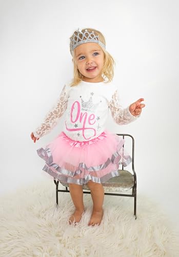 Image of Luke and Lulu First Birthday Outfit Girl - 1st Birthday Princess Crown Tutu Set