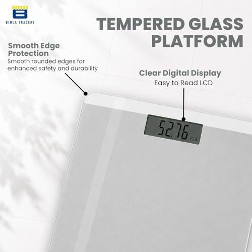Image of Btag Premium Digital Body Weight Scale | 26x26 cm Wide Platform | Clear LCD Display | Anti-Skid Base | 180 kg Capacity Block Design (White)