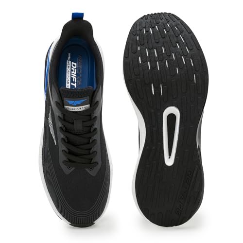 Image of Red Tape Men's Sneakers Black Blue Mesh Round Lace-Up Enhanced Cushioning