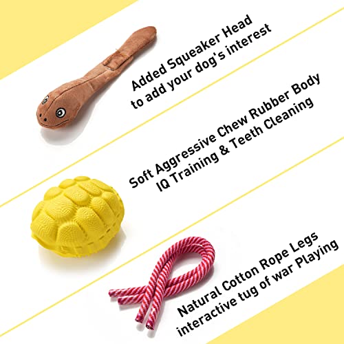 Image of Sedioso Multifunctional Rubber Dog Chew Toy for Middle, Large Dogs - Food Dispensing Puzzle Toy, Aggressive Chewer, Yellow