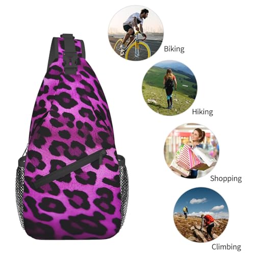 Mochila tipo sling estilo púrpura leopardo para exteriores miniatura 5
