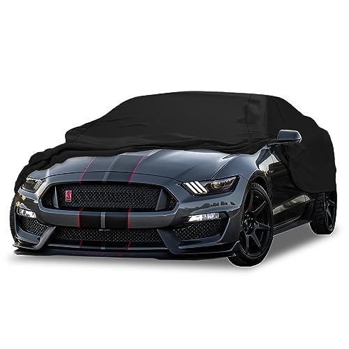 Image of Scratch Resistant Indoor Car Cover with Warranty Compatible with Ford 1979-2004 Mustang - Black Satin Ultra Soft Material Car Cover Car Accessories