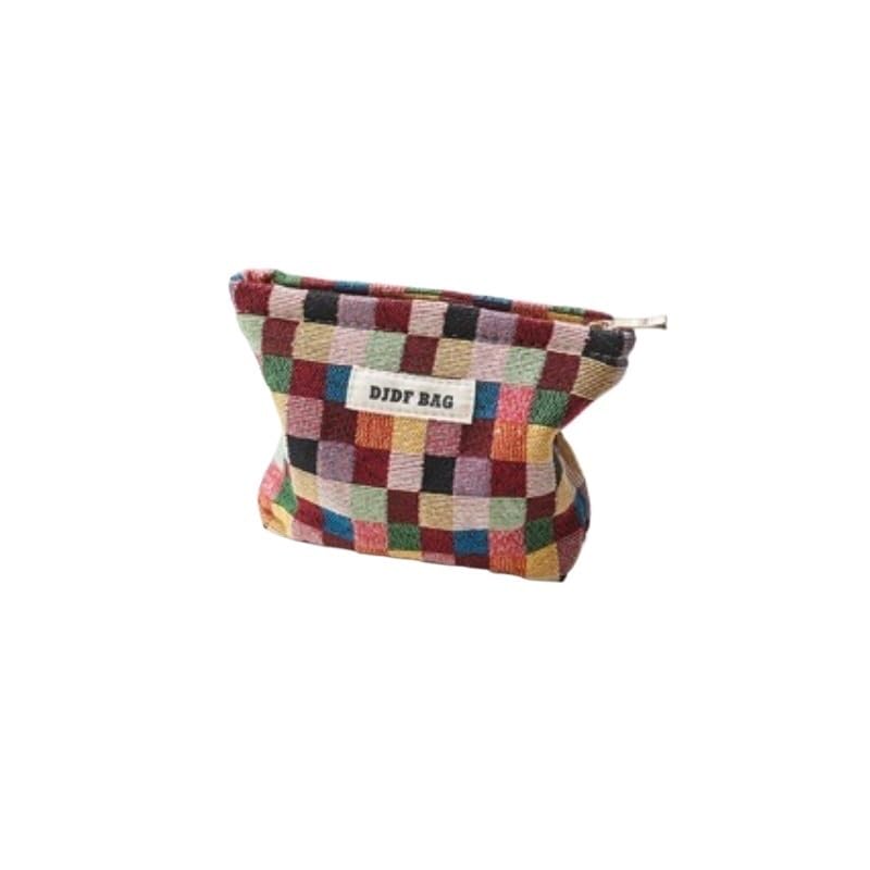 Trousse de maquillage à motif écossais coloré idéale pour vos sorties et voyages