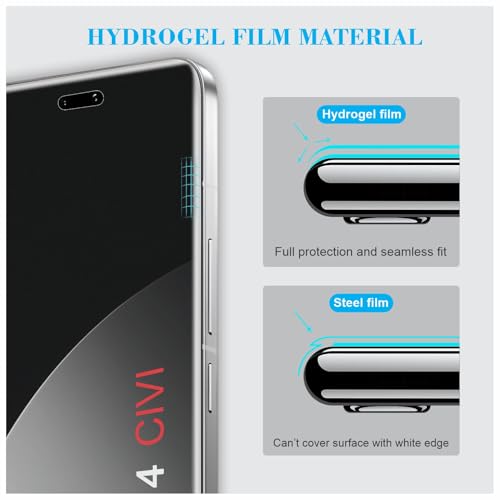 Image of SupCares TPU Anti Glare Matte Unbreakable Membrane Screen Protector For Xiaomi 14 CIVI (6.55 Inch) With Easy Self Installation Kit | Fingerprint Working | Edge-To-Edge Protector Coverage