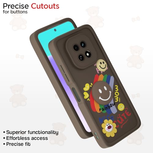 Image of Pikkme Back Cover for Realme C63 5G | Soft Silicone| Cute Rainbow Smile & 3D Cartoon Flower Design | Shockproof Raised Camera Protection Bumper Case (Brown)
