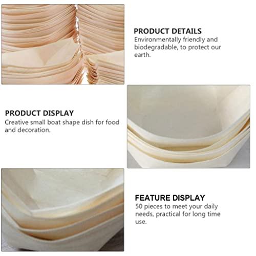 Toddmomy Bamboo Wooden Boat 50Pcs Disposable Wood Serving Boats Plates Trays Mini Sushi Boat Sushi Serving Tray Food Container For Catering Home Use #TOP7