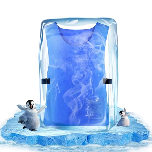 YIK TUNG Chaleco de Hielo, Chaleco Frío Ajustable, Resistente al Calor de Verano, Enfriamiento Instantáneo, Impermeable PVA, Azul, Unisex, Up to 90 kg