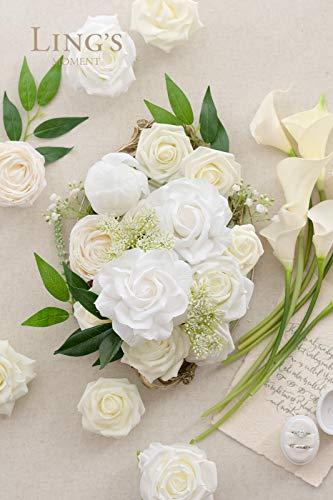 Ling's Moment Artificial Flowers Box Set Vibrant White For Diy Wedding Lily Bouquets Centerpieces Arrangements Party Baby Shower Home Decorations #TOP1