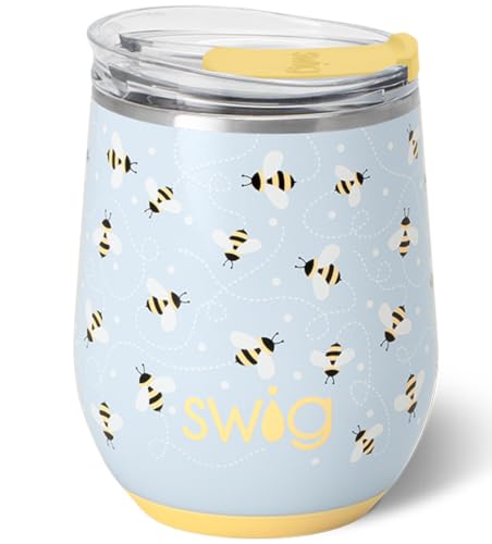 Swig Life 12oz Insulated Wine Tumbler with Lid, Busy Bee
