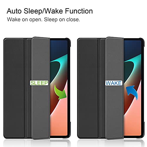 Tasch HYMY Hülle für Xiaomi Pad 5 + 1 Pcs Schutzfolie Glass für Xiaomi Pad 5 11" hülle - Flip Case Cover Schutzhülle Schutzfolie Xiaomi Pad 5 Glass-Black - Image 3