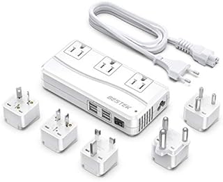 BESTEK International Power Adapter 250W, 220V to 110V Step Down Travel Voltage Converter with 4-Port USB Including US/AU/EU/UK//India/South Africa Plug Adapter (White)