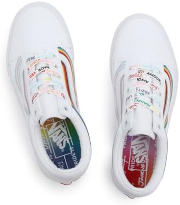 Unisex Old Skool Pride Classic Skate Shoe Sneakers White Rainbow 7847 (White Rainbow, us_Footwear_Size_System, Adult, Men, Numeric, Medium, Numeric_5_Point_5) | Image 2