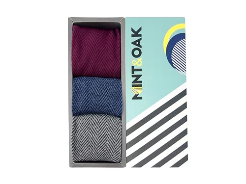 Image of Mint & Oak Long Socks For Men, Soft Cotton Calf Length Socks, Colorful Sock Gift For Men, Full Length & Odour Free, Funky Socks - Gift Box of 3
