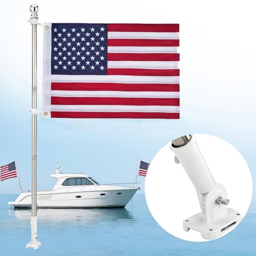 American flag with Pole,Flag poles Kit Embroidered USA Flag | 2x3 Ft | Includes 4 FT Heavy Duty Tangle Free Flagpole & Adjustable 180° Bracket for Indoor/Outdoor by MOPHOEXII - Used condition - Image 6