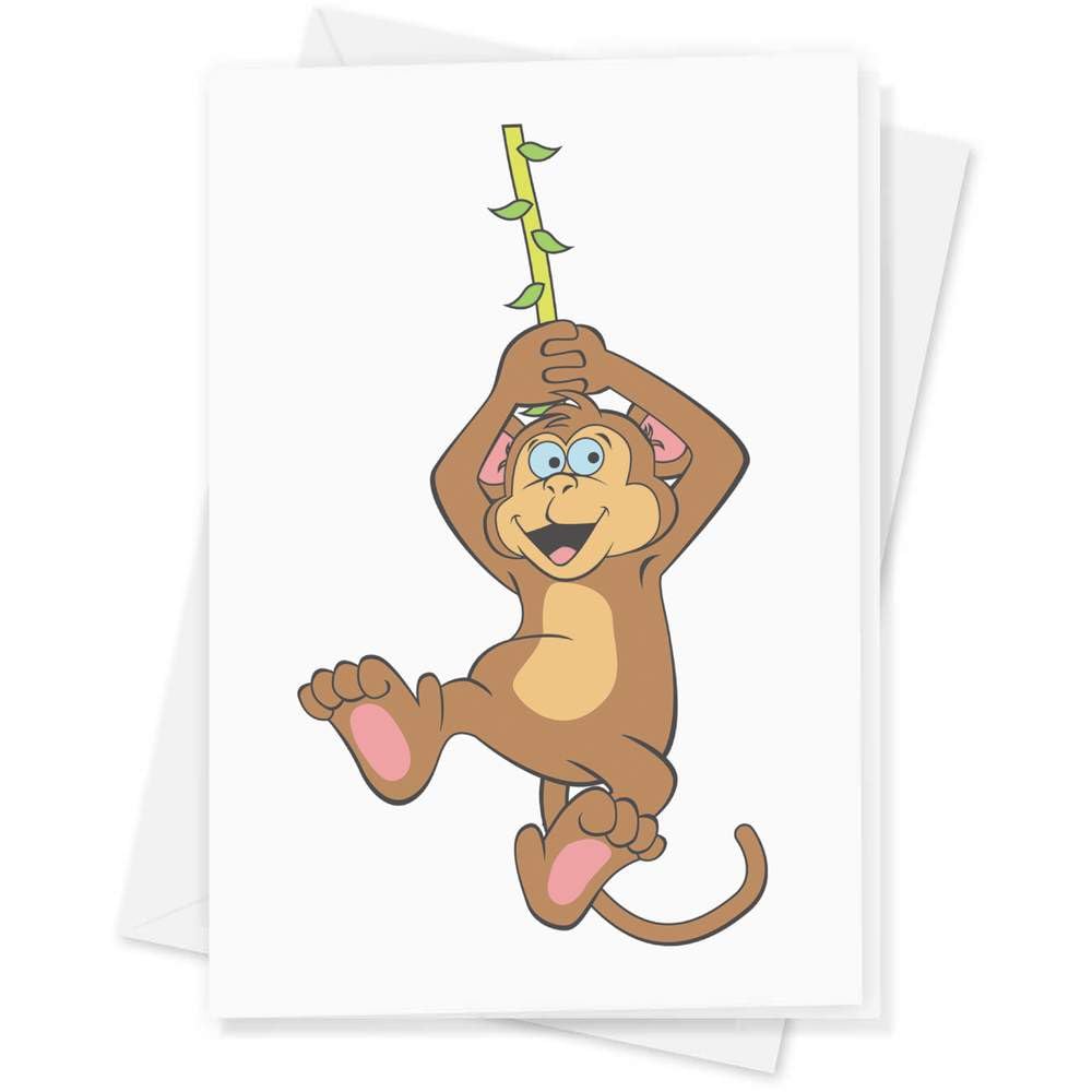 Large (A4) 'Swinging Monkey' Blank Greeting Card (GC00065040)