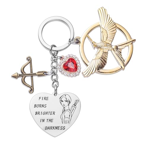 Melix Home Porte-clés Hunger Merch Games Mockingjay - Cadeau d'anniversaire pour adolescentes, filles, femmes, Porte-clés Hunger-, Medium