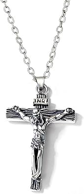 Men Women Christian For Cross Necklace With Chain Metal Alloy Crucifix Pendant Neckwear Religious Prayer Christmas Jewelry Gifts