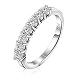 HELLOICE Moissanite Wedding Rings for Women D Color VVS1 Lab Created Diamond Half Stackable Ring 18K