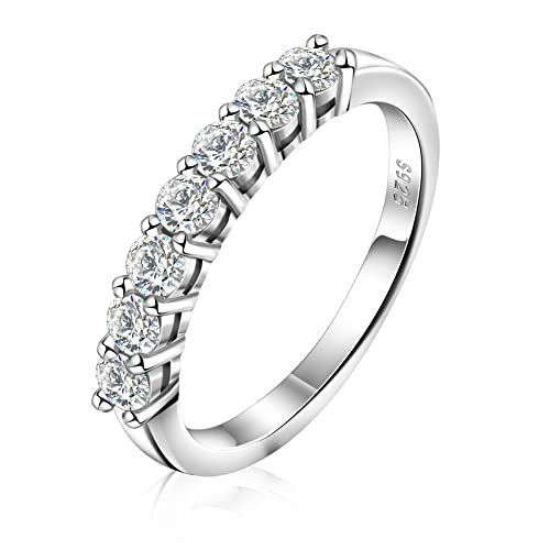 Helloice Moissanite Wedding Rings For Women D Color Vvs1 Lab Created Diamond Half Stackable Ring 18K White Gold Plated 925 Sterling Silver Eternity Bands Anniversary Band #TOP8