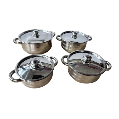 Lot de 4 marmites en acier inoxydable kit cuisson bivouac et camping - 8