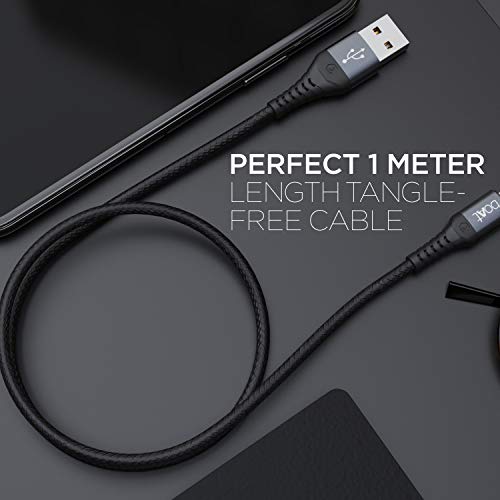 Image of Boat LTG 550V3 Lightning Cable Apple Mfi Certified with Spaceship Grade Aluminium Housing,Stress Resistance, Rapid 2.4A Charging &480Mbps Data Sync, 1M Length & 10000+ Bends Lifespan(Mercurial Black)