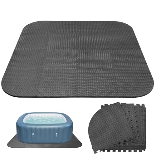 ALLOYNIX 85 Inch Hot Tub Mat for Inflatable Tub 1/2" Extra Thick Non-Slip EVA Foam Pad Foundation, Waterproof Protective Flooring for Inflatable Hot Tubs on Balcony, Patio, Deck, or Indoors