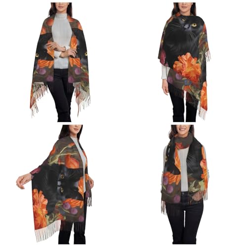 Foulards chat noir et fleurs : l'écharpe noire pour sublimer un look terne - 6
