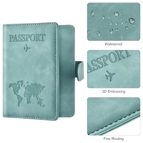 Image of Eoehro Passport Holder for Travel Essentials, Passport Wallet Cover Case for Travel Must Haves Accessories,Passport Book Holders for Women and Men(light blue)