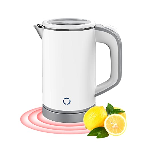 Woolala 0.8L Small Electric Kettle, 600W Fast Boil Stainless Steel Portable Travel Kettle for Boiling Water Double-wall Tea Kettle, Auto-off Dry Protection
