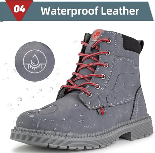 Image of ANGRYRAM Steel Toe Boots for Men Women Comfortable Waterproof Construction Work Boots for Men Women Slip Resistant Lightweight Safety Shoes Botas de Trabajo Seguridad para Hombre
