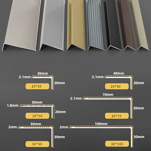 Profilé Antidérapant pour Marches en Aluminium Gris | Nez de Marche Sécurisé 20x40mm - 4