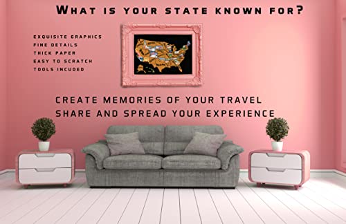 Scratch Off Map Of United States, Usa State Scratch Sticker, Travel Map Gift Adventure Wall Poster For Kids Adults (States) #TOP5