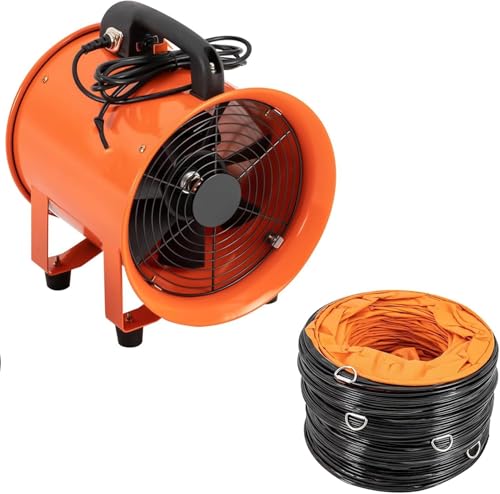 Ventilador de ventilación axial para extractor de polvo, ventilador industrial de PVC, ventilador de 10 pulgadas con manguera de conducto de 10 m, extractor de humos comercial de 2800 rpm