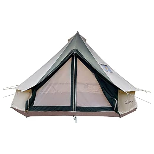 DANCHEL OUTDOOR Tienda de campaña de lona Yurt Bell con estufa Jack para camping, impermeable 4 estaciones de lujo algodón Glamping tienda 8 personas (6 m/20 pies)