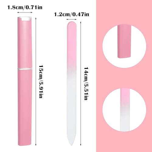 Wanmu 3 Stück Profi Nagelfeile, Glas-Nagelfeilen Fingernagelfeile mit Etui Doppelseitig Kristalloberfläche Nagelfeilen Professionelles Maniküre-Werkzeug für Frauen