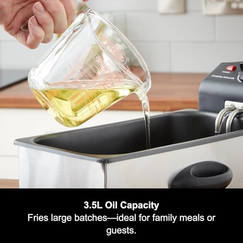 Morphy Richards Deep Fat Fryer, 3.5L, Variable Temperature Control, 1.2Kg Food Capacity, Viewing Window, Removable Tank, Detachable Handle, Fried Chicken, Chips, 2000W, Stainless Steel, 482000