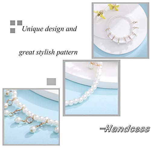 Handcess - Cavigliera in oro con perle e strass
