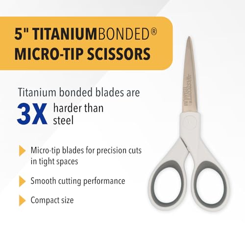 Westcott 5" Micro-Tip Fabric Scissors with Titanium-Bonded Blades - Ideal for Crafting, Sewing, and More image 2