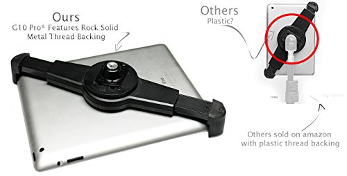 iShot G10 Pro Large Universal iPad Pro Tablet Tripod Mount + Camera Tripod Adapter Hand-Held Monopod w/ 360° Swivel Mini Ball Head - Works with Case - Compatible with iPad Pro and Other 9-13" Tablets