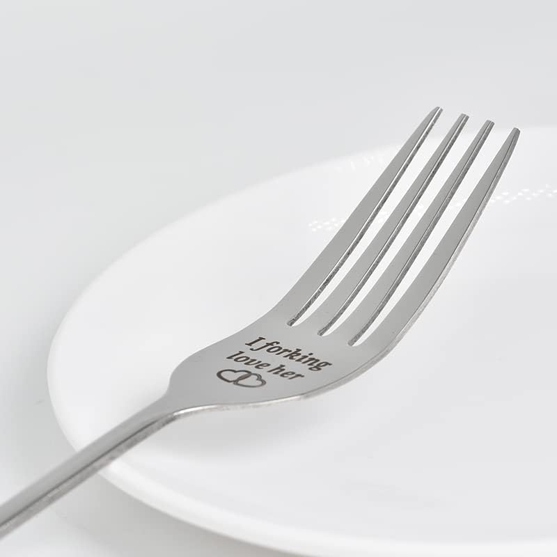 Generic 1pc Silver Stainless Steel Dinner Fork - I Forking Love Her Gift for Wife Girlfriend