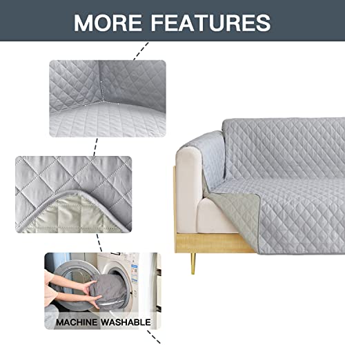 Yuppielife Reversible Sofa Slipcover, Couch Cover, Durable Non Slip Furniture Protector Cover For Pets Dog Kids, Loveseat Width 54" Light Grey/Beige #TOP4