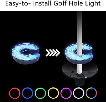 KINGTOP Mini Golf Flagstick with RGB Hole Light, Practice Putting Green Flags for Yard, Golf Pin Flag Hole Cup Set, Light Up Night Golf Party, 4-Pack