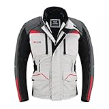 Genérico Chaqueta de Moto con Protecciones, 3 Capas, 4 Estaciones, Impermeable, Cortaviento, Touring Fit, Hombre, Material Sintético, Cremallera (FR/ES, Letras, XS, Regular, Regular)